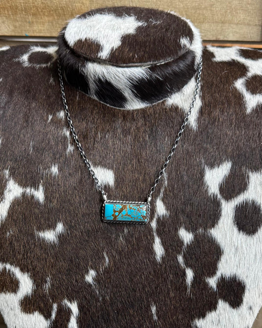 17" Turquoise Bar Necklace *Native