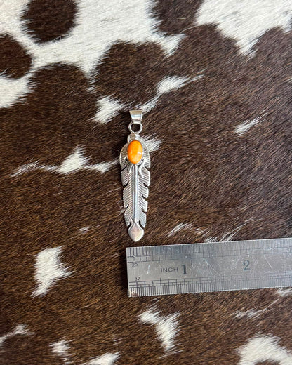 Orange Spiny Feather Pendant *Native