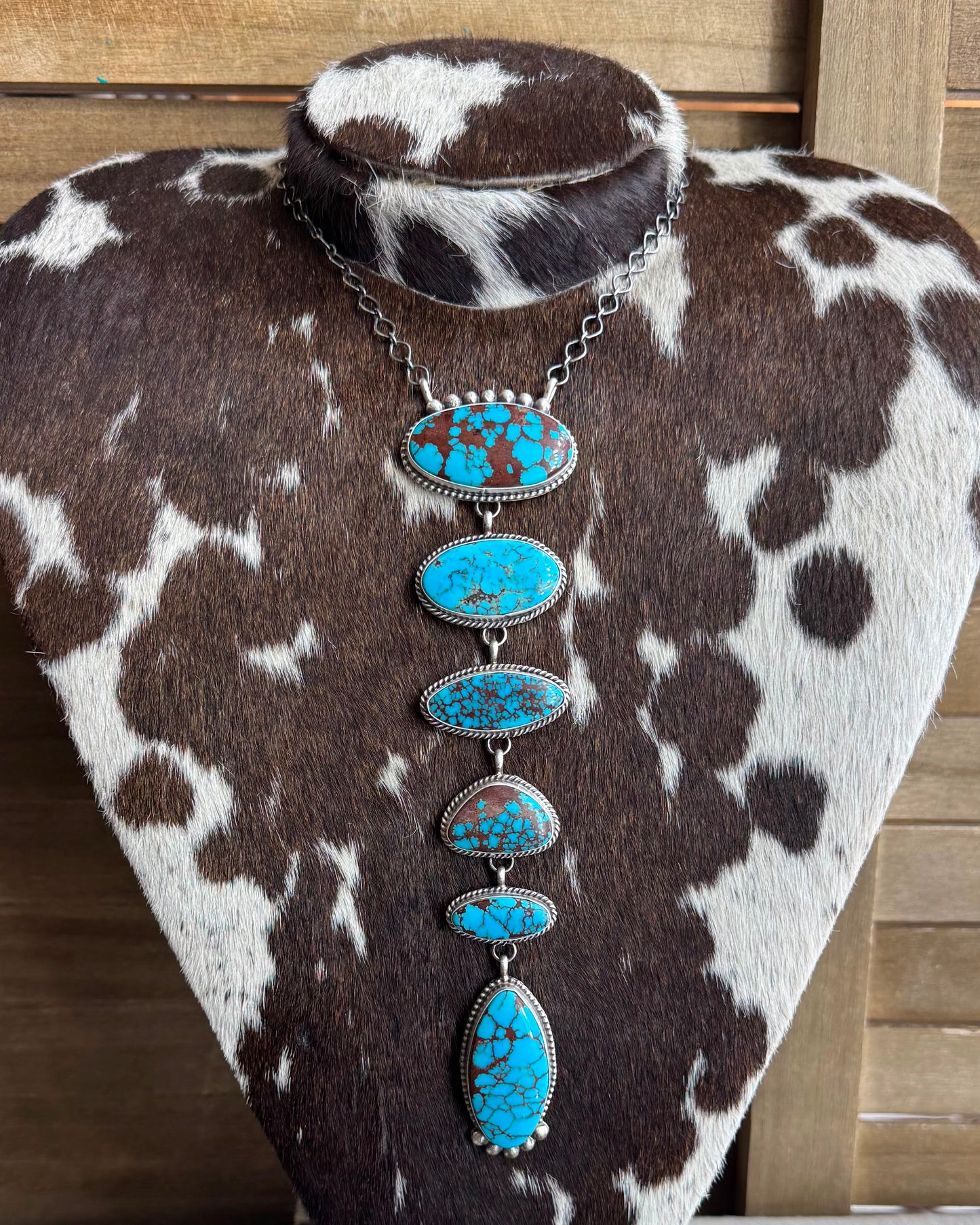 6 Stone Egyptian Turquoise Lariat Necklace *Native