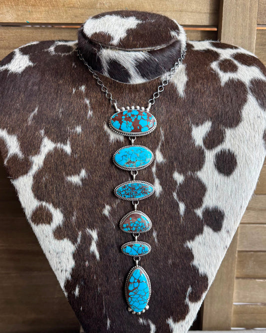 6 Stone Egyptian Turquoise Lariat Necklace *Native