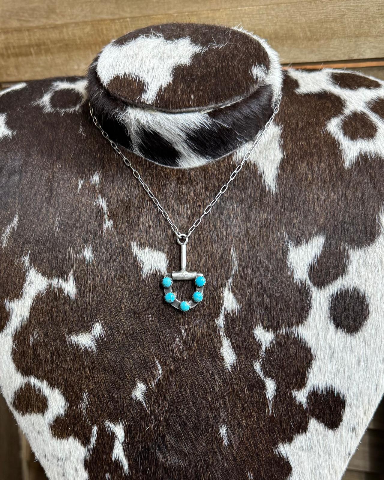 18.5" D-Ring Bit Turquoise Necklace