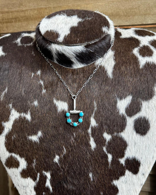 18.5" D-Ring Bit Turquoise Necklace