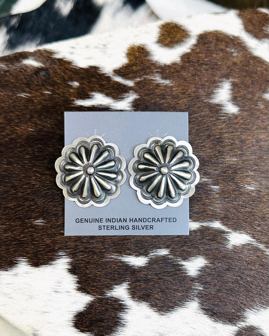 L.Tahe Concho Sterling Stud Earrings *Native