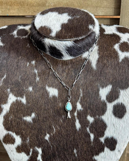 White Water Teardrop Flower Blossom Paperclip Necklace *Native