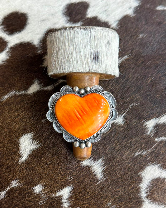 Lg Orange Spiny Heart Ring *Native