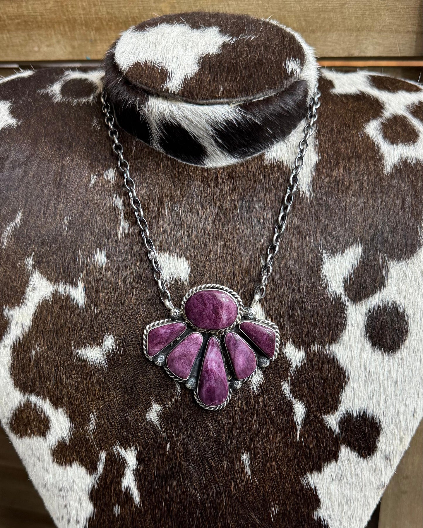 17" Purple Spiny Half Cluster Necklace *Native