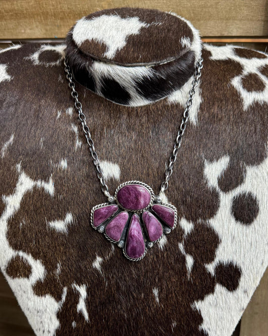 17" Purple Spiny Half Cluster Necklace *Native