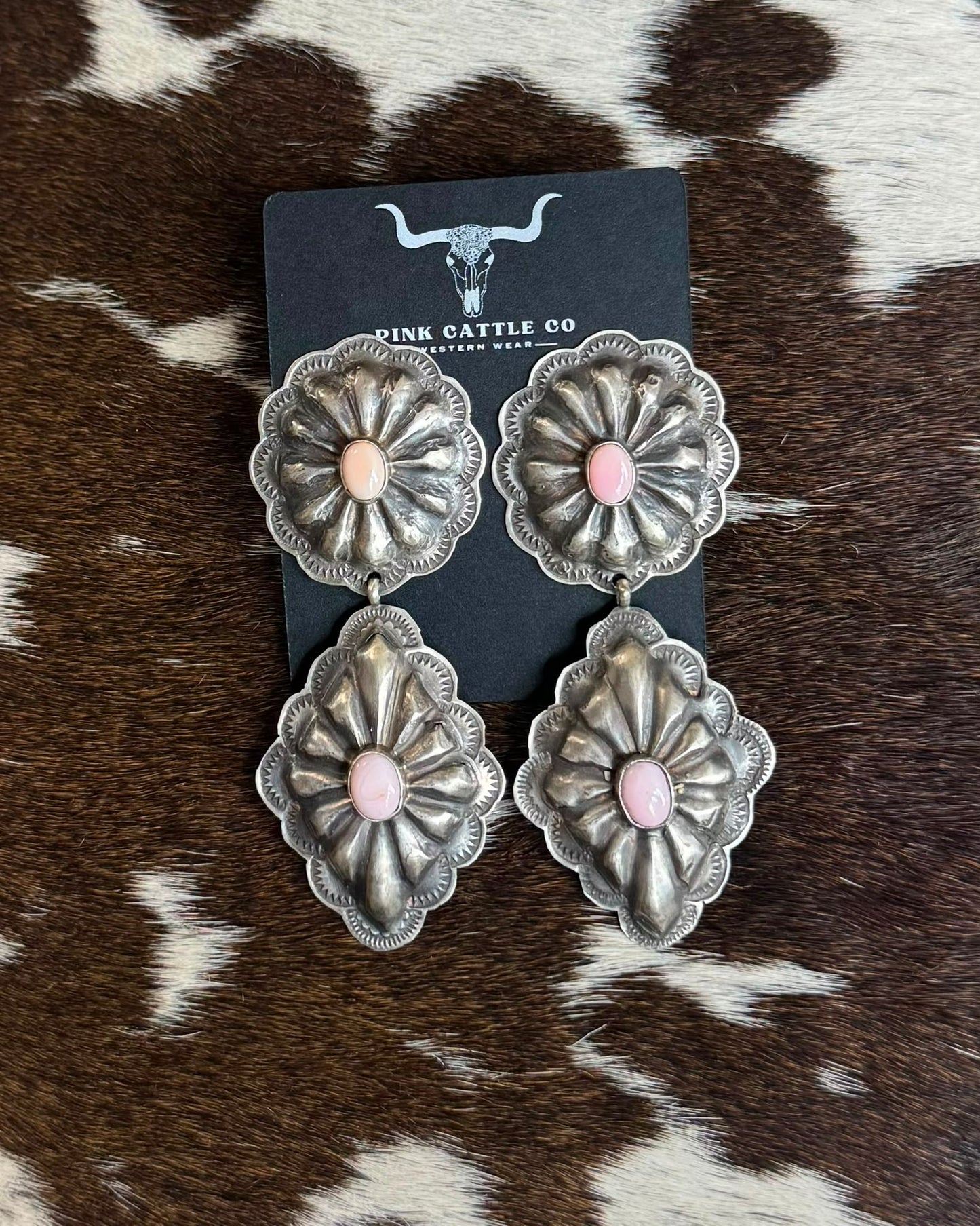 Pink Conch Double Concho Dangles *Native