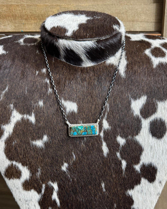 17" Turquoise Copper Bar Necklace *Native