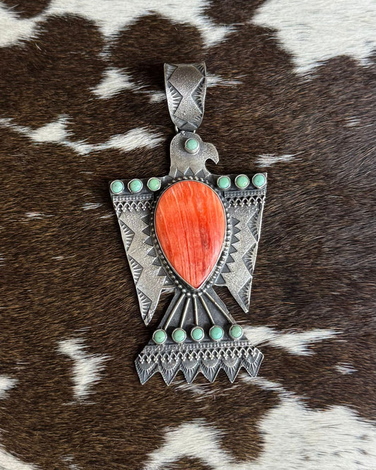 Thunderbird Red Spiny Pendant *Native