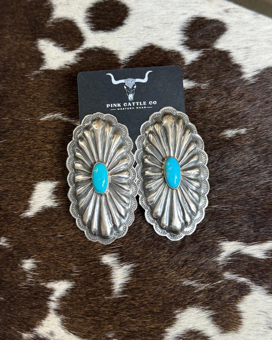 Rita Lee Blue Concho Earrings *Native