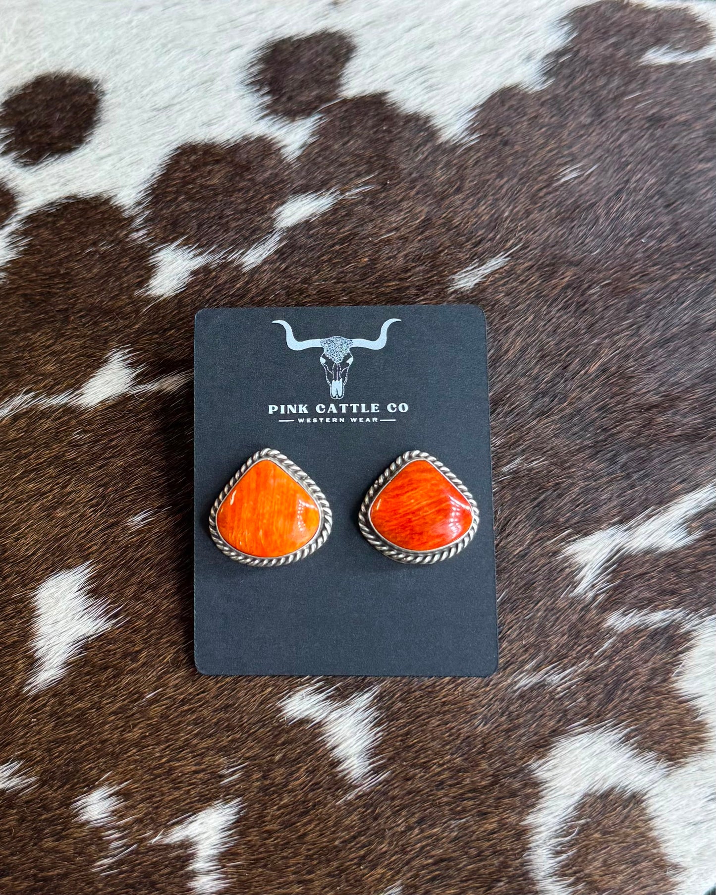Orange Spiny Teardrop Earrings *Native