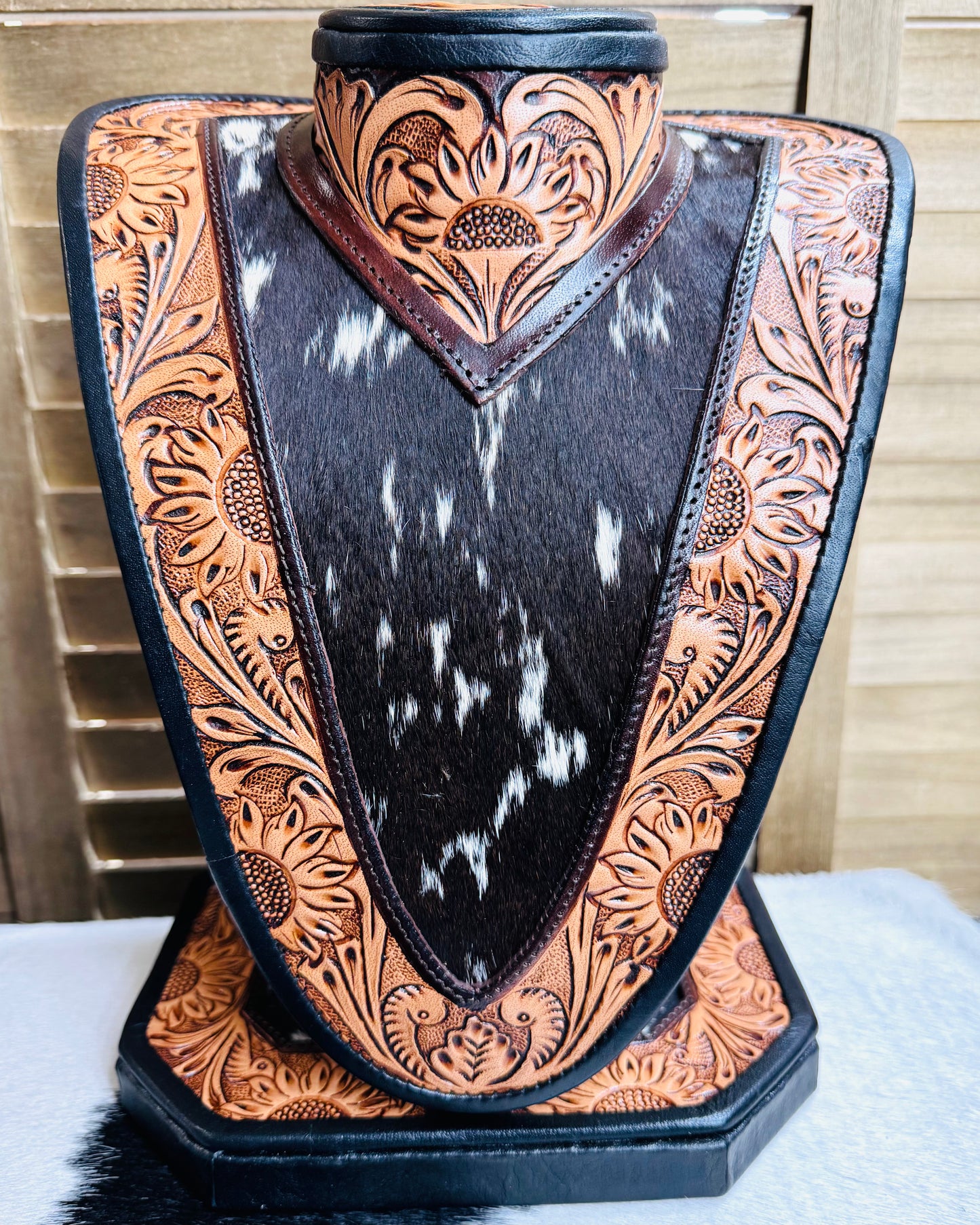 Tooled Cowhide Necklace Display *Hide Will Vary