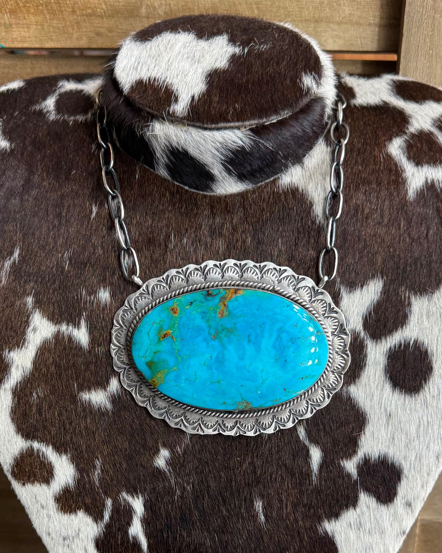 XL Turquoise Oval Statement Necklace *Native