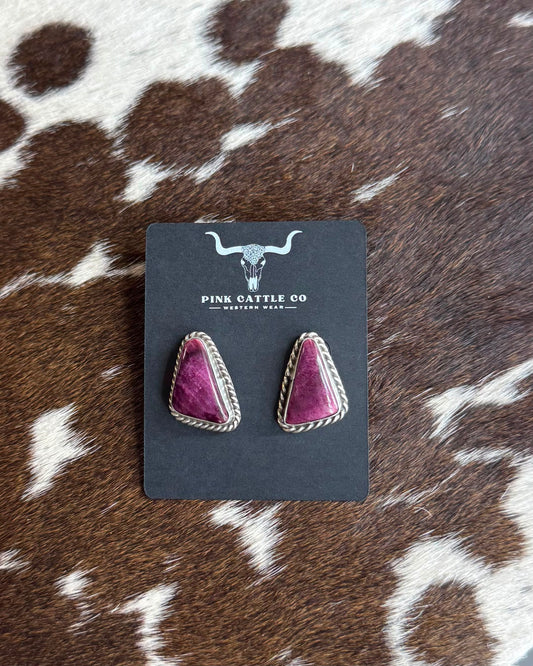 Purple Spiny Triangular Earrings *Native