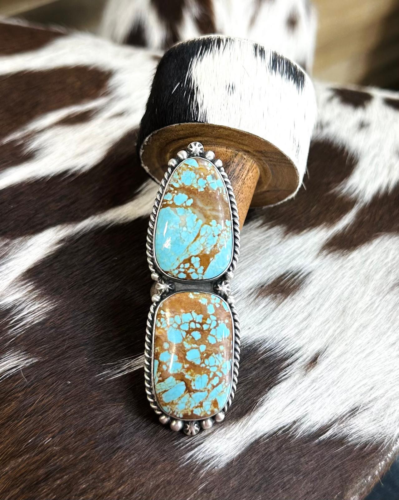 Eugene Belone #8 Adjustable 2 Stone Ring *Native