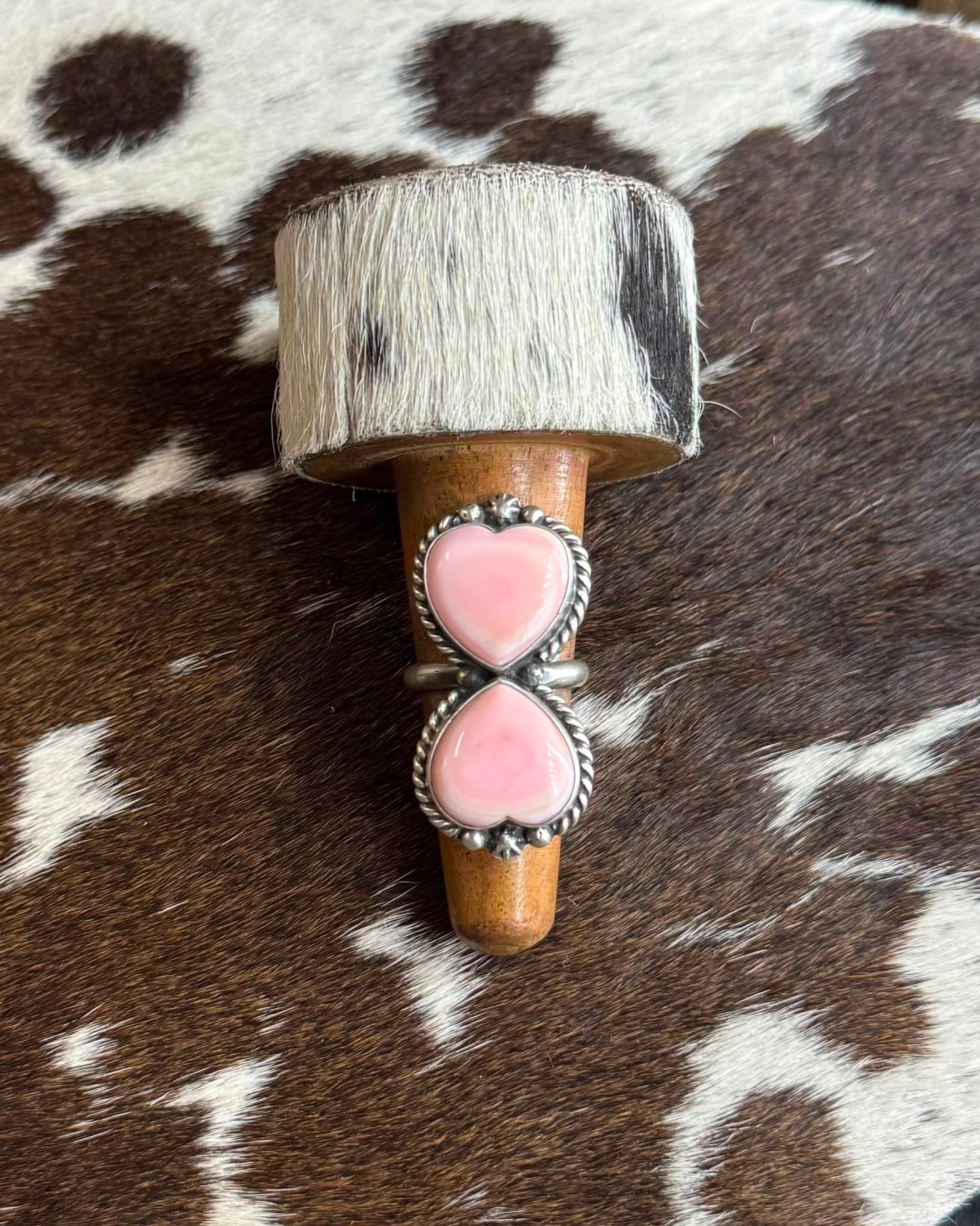 Pink Conch Double Heart Ring *Native