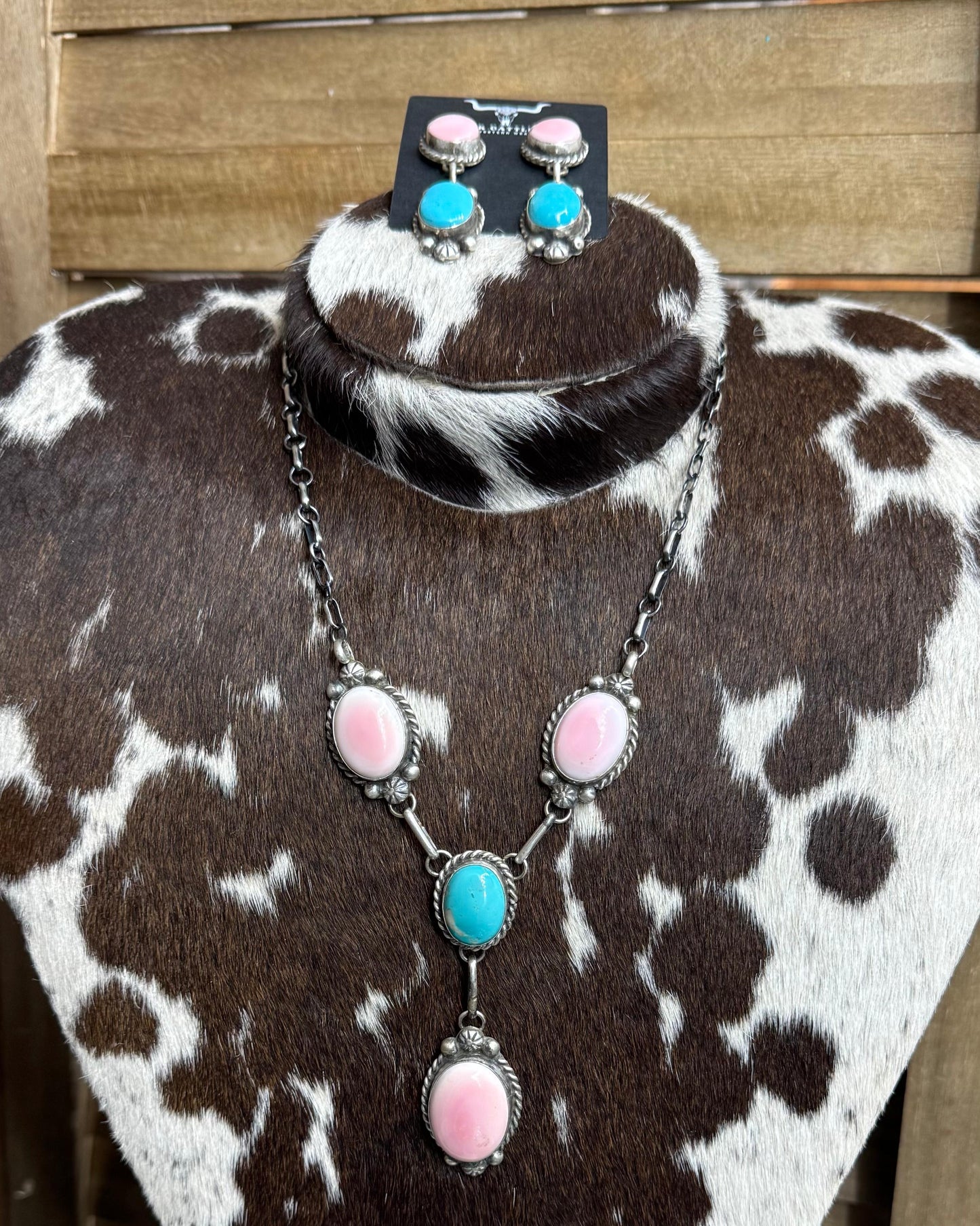 Pink Conch & Turquoise Lariat Set *Native