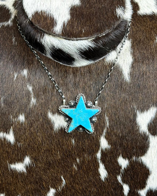 16" Turquoise Star Rope Necklace *Native