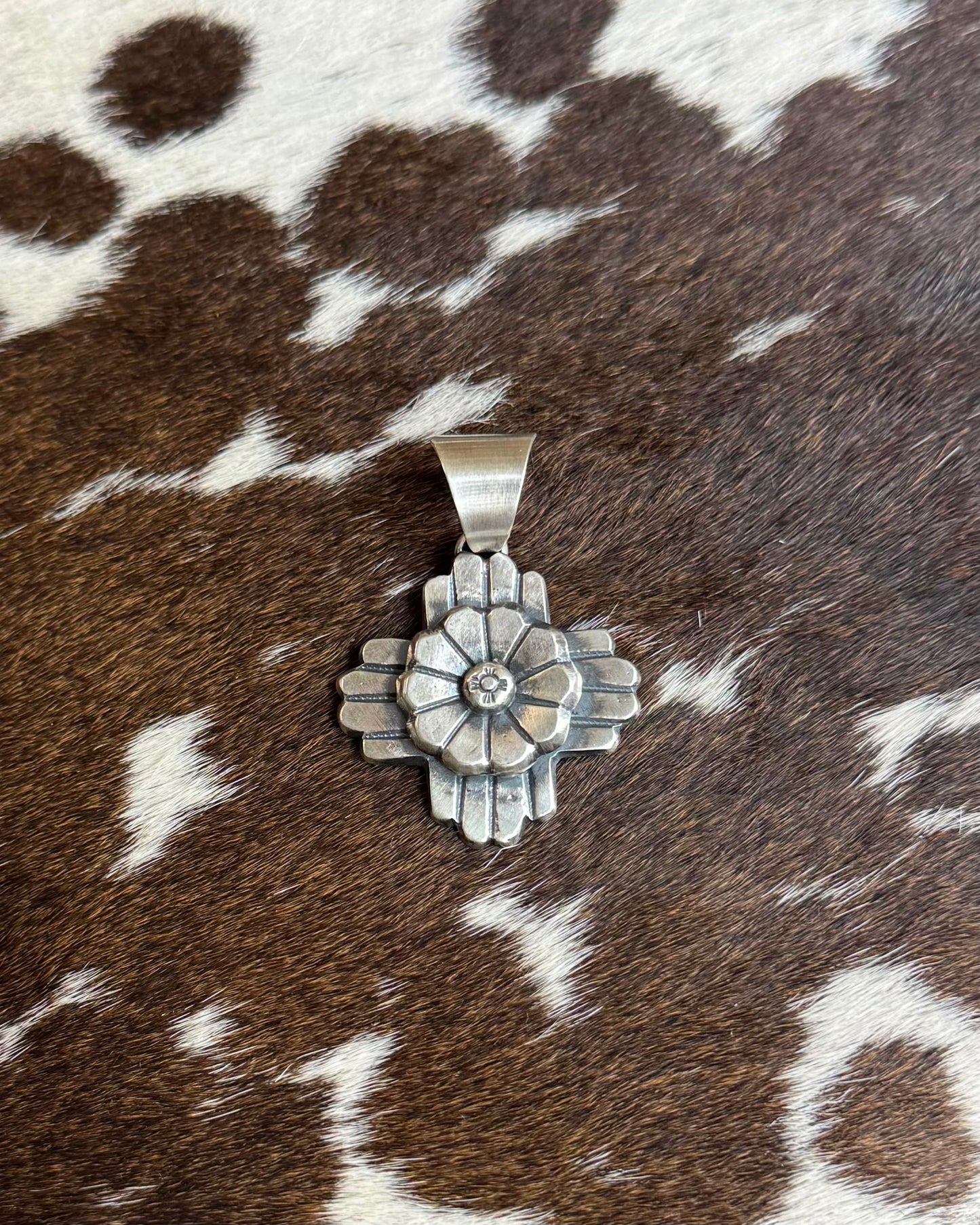 Sterling Flower Cross Pendant *Native