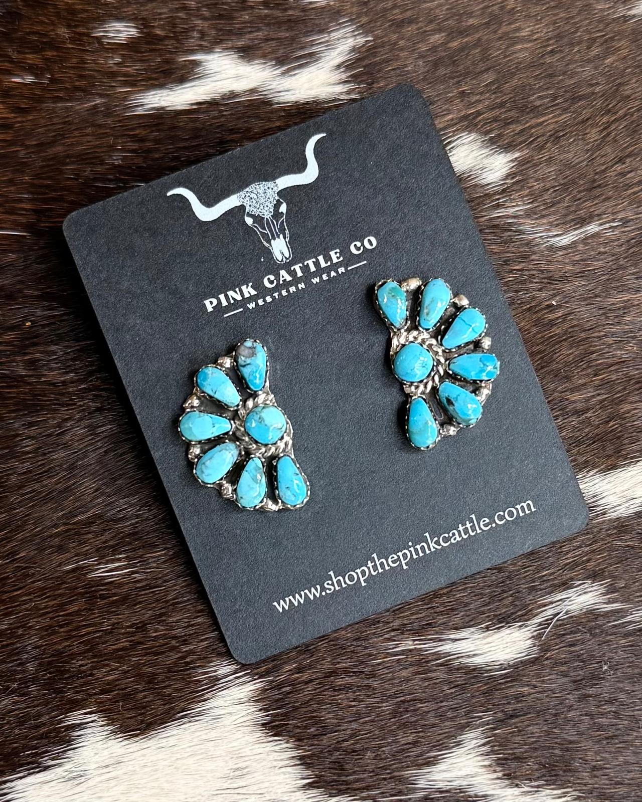 Mini Blue 1” Cluster Studs *Native