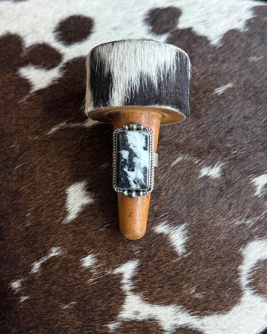 White Buffalo Rectangle Ring *Native