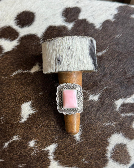 Square Sterling Border Ring *Native
