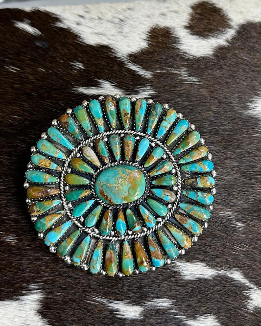 Turquoise Round Cluster Buckle *Native