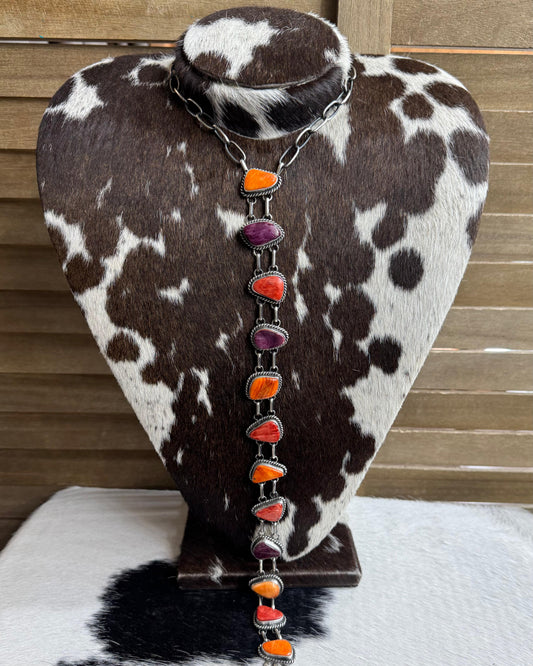 Orange & Purple Spiny Lariat Necklace *Native