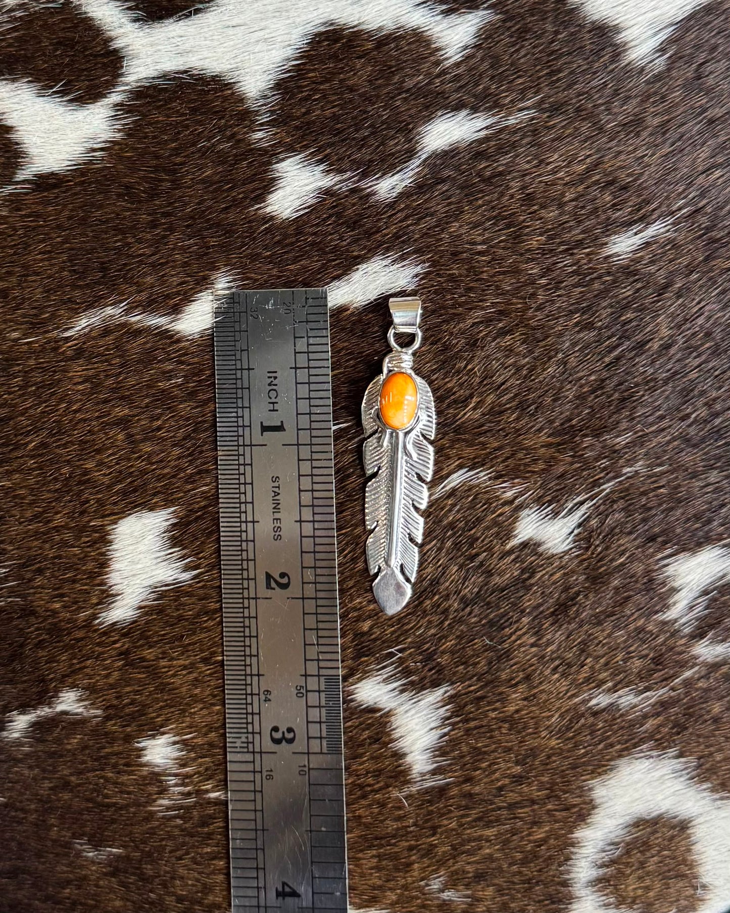 Orange Spiny Feather Pendant *Native