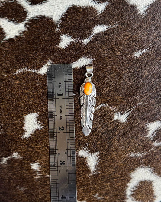 Orange Spiny Feather Pendant *Native
