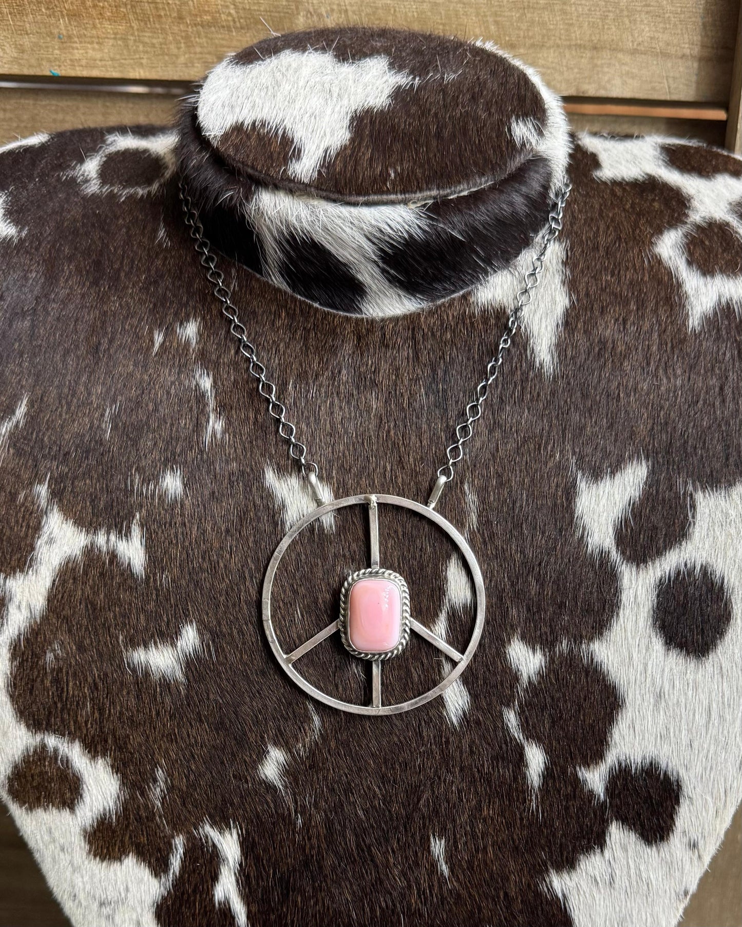 Pink Conch Peace Sign Necklace *Native