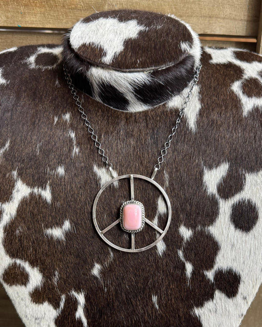 Pink Conch Peace Sign Necklace *Native