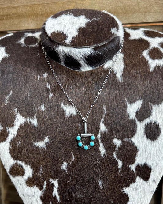 18.5" D-Ring Bit Turquoise Necklace