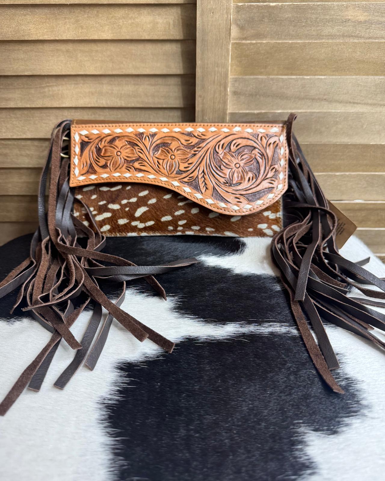 Deer Tooled Fringe Bag
