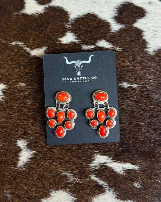 Coral Cluster Dangle Earrings *Native