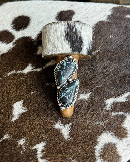 Black Jack Double Stone Adj. Ring *Native