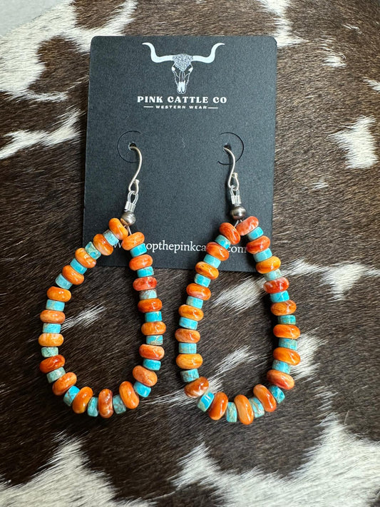 Turquoise & Spiny Teardrop Earrings (Stone Varies)