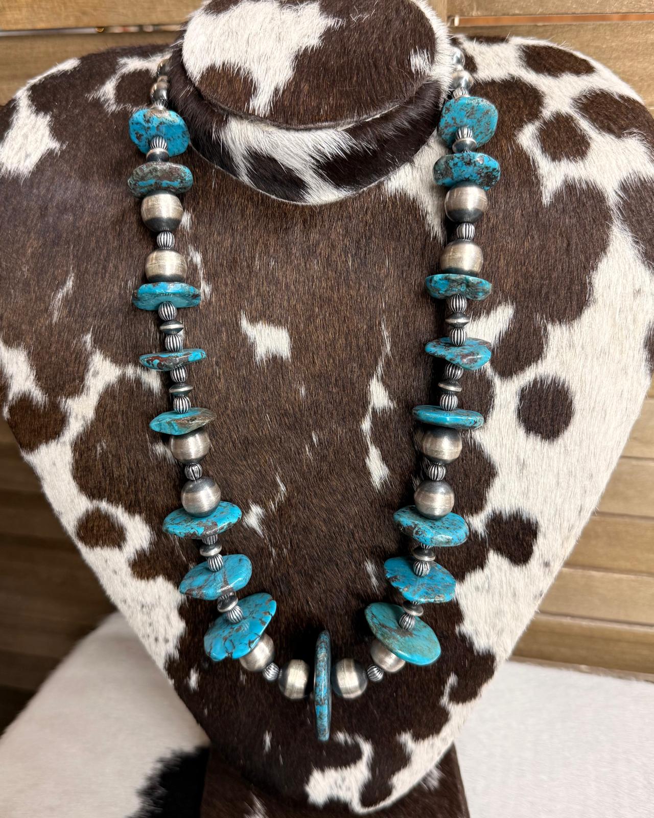 Turquoise Stone & Pearl Necklace *Native