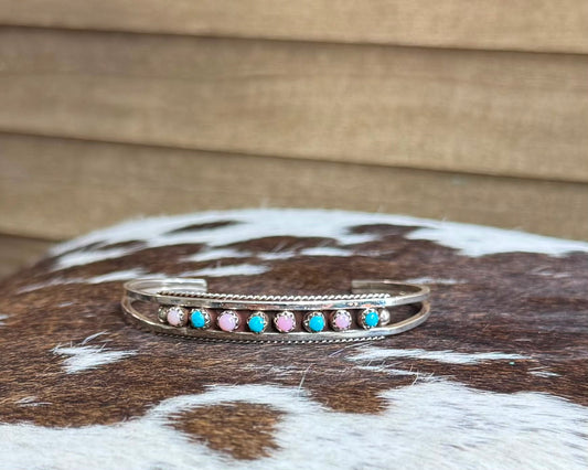 Pink Conch & Turquoise Snake Eye Cuff* Native