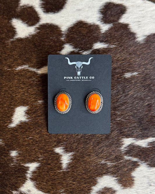 Orange Spiny Simple Earrings *Native