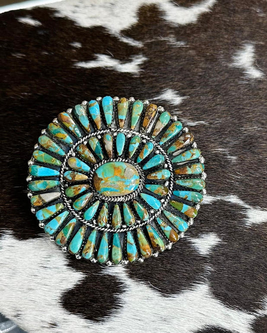 Turquoise Round Cluster Buckle *Native