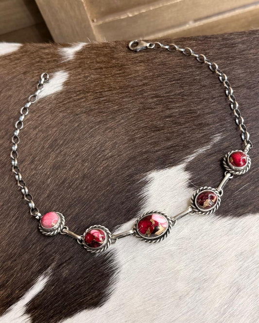 Rose Dahlia 5 Stone Choker *Native