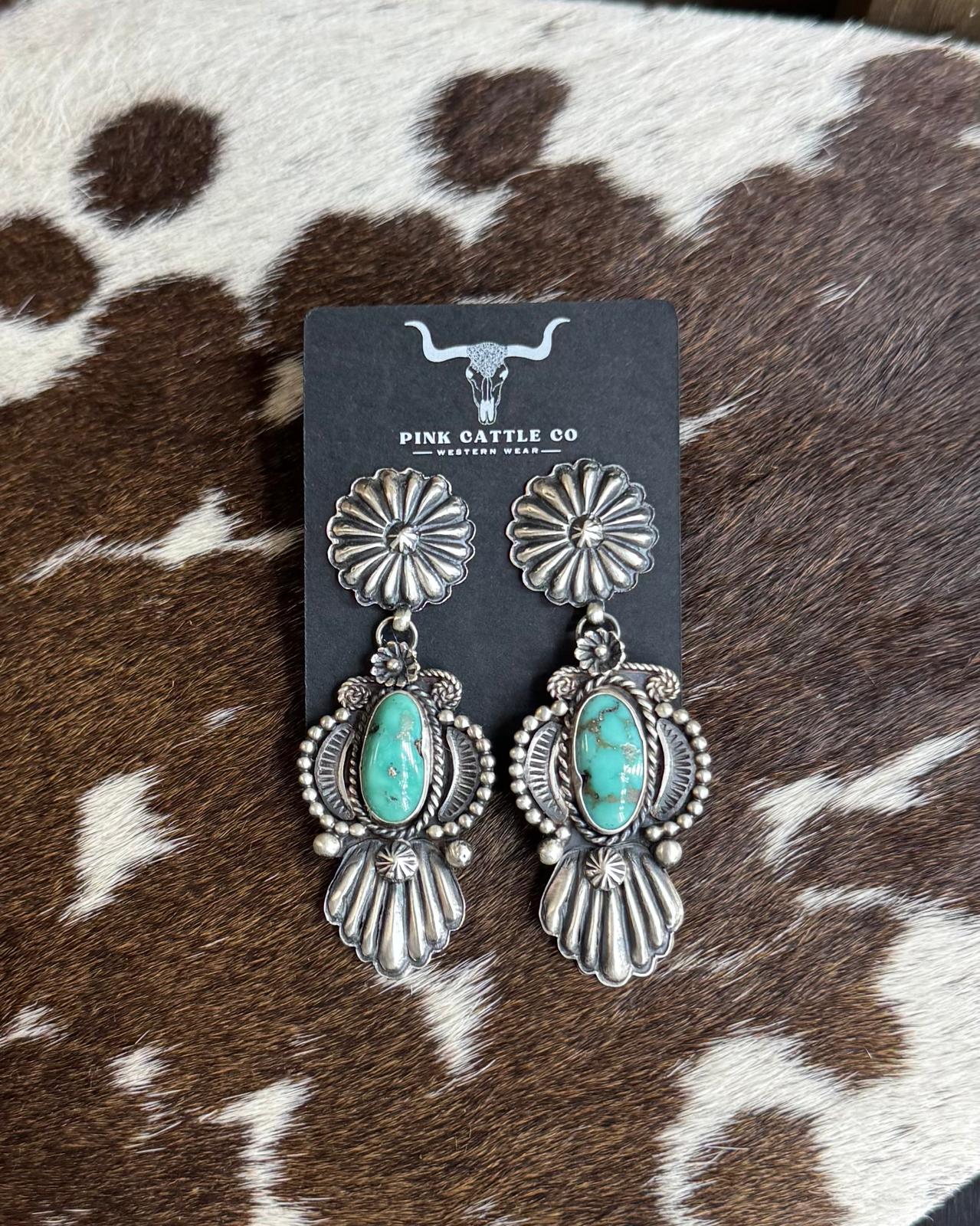 Flower Concho White Water Earrings *Native