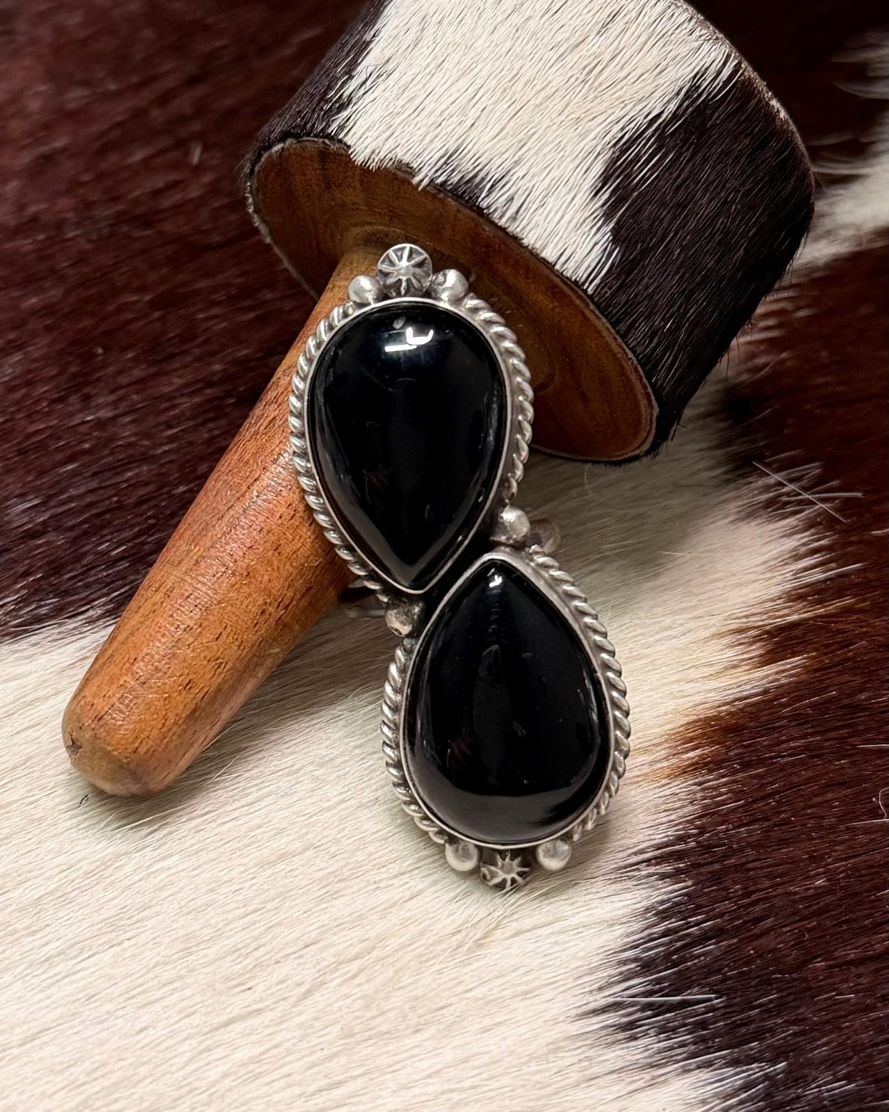 Black Onyx Double Stone Ring *Native