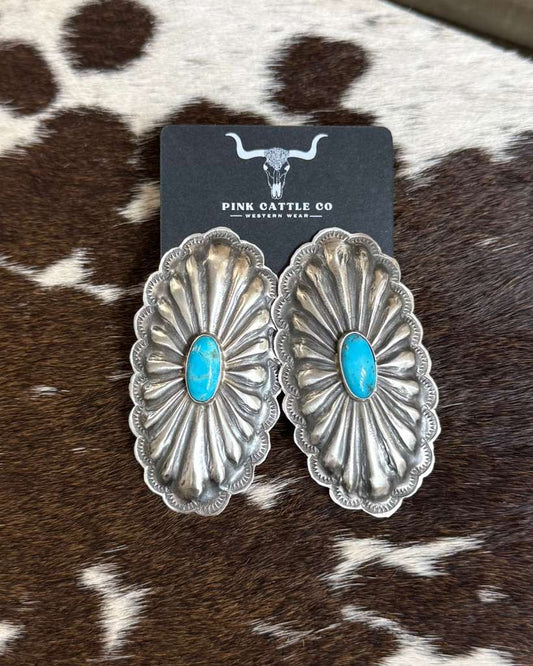 Rita Lee Blue Concho Earrings *Native