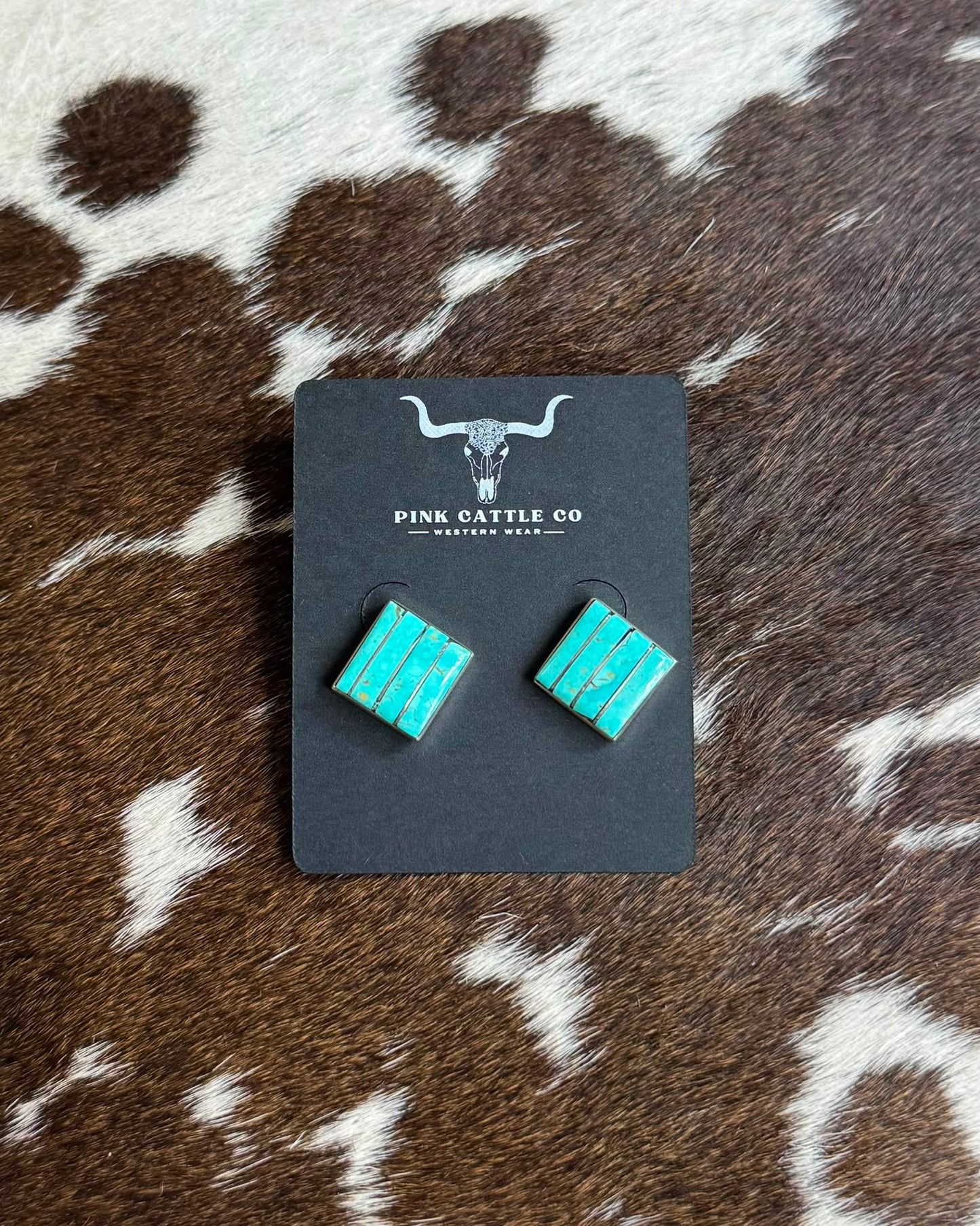 Inlay Turquoise Square Earrings *Native