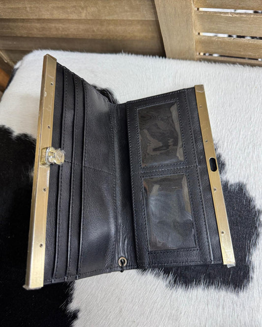 Black Tooled Clutch Wallet