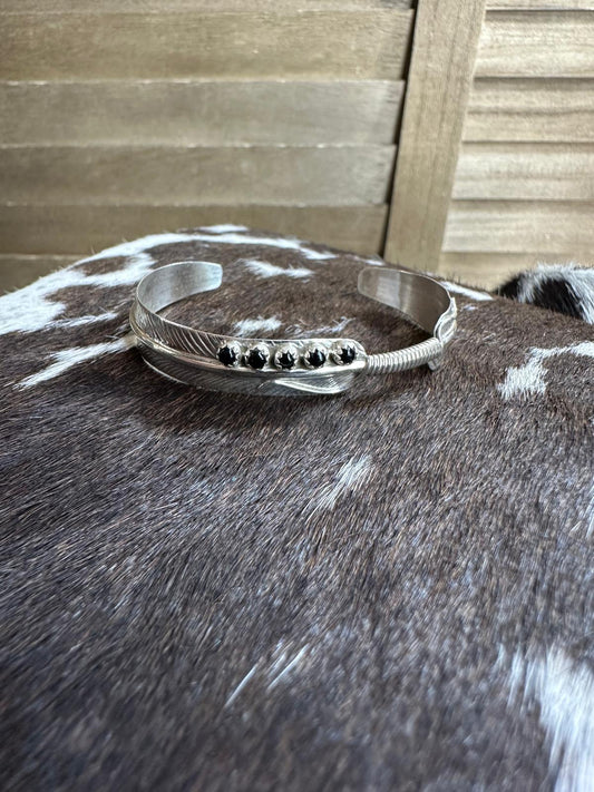 Black Onyx Feather Cuff *Native