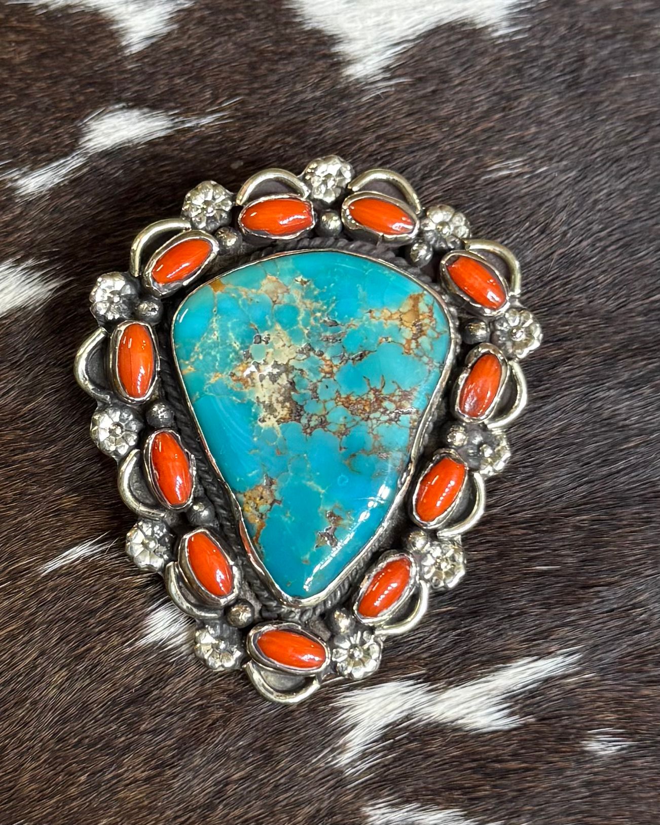 Tibet Turquoise & Coral Pendant